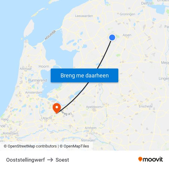 Ooststellingwerf to Soest map