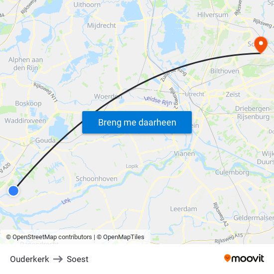 Ouderkerk to Soest map