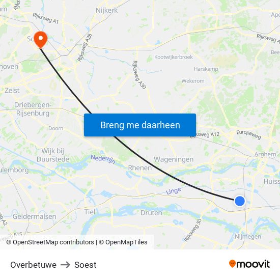 Overbetuwe to Soest map