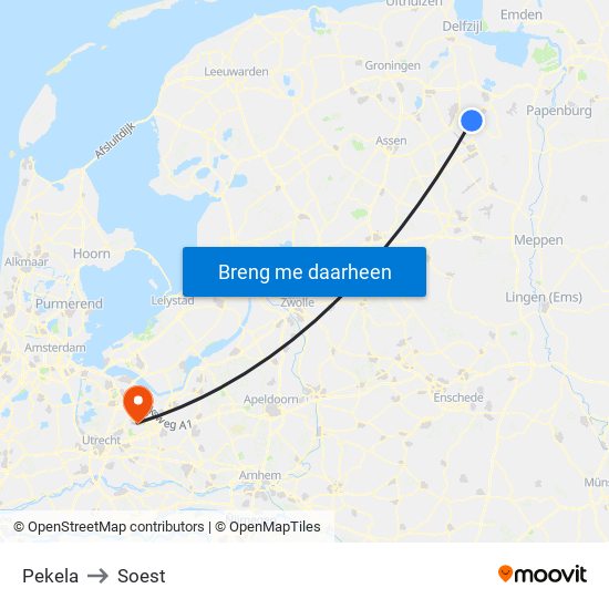 Pekela to Soest map