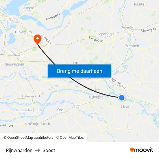 Rijnwaarden to Soest map