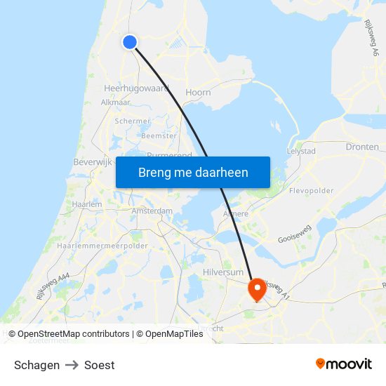Schagen to Soest map