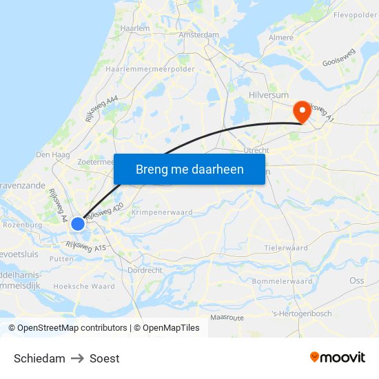 Schiedam to Soest map