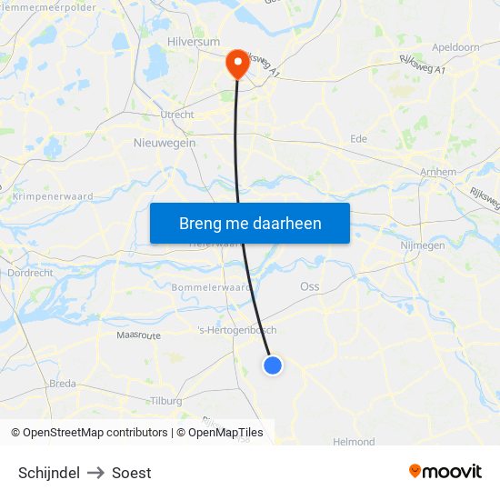 Schijndel to Soest map
