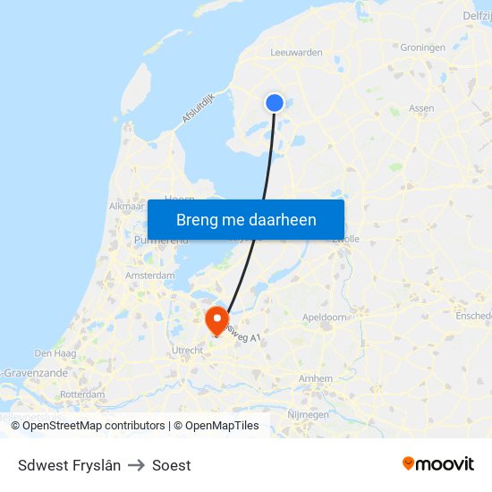 Sdwest Fryslân to Soest map