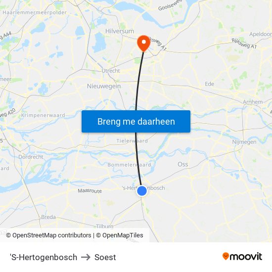 'S-Hertogenbosch to Soest map