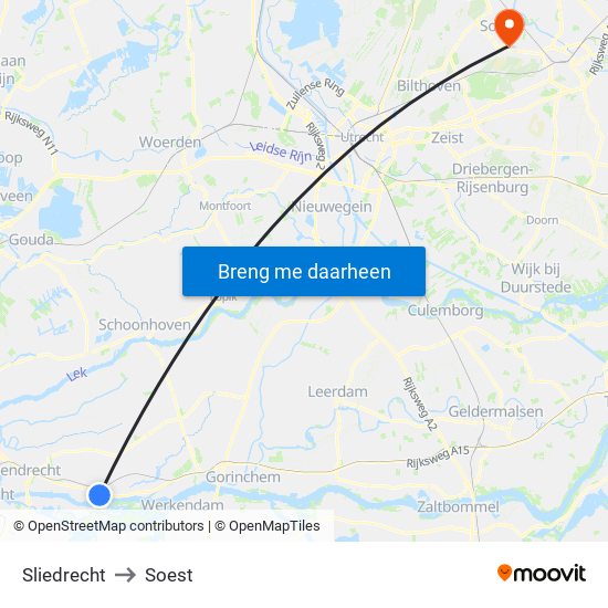 Sliedrecht to Soest map