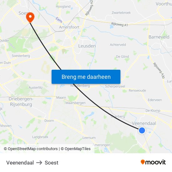 Veenendaal to Soest map