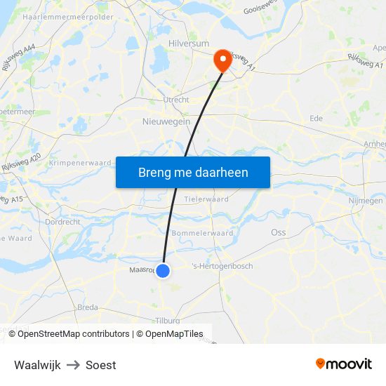Waalwijk to Soest map