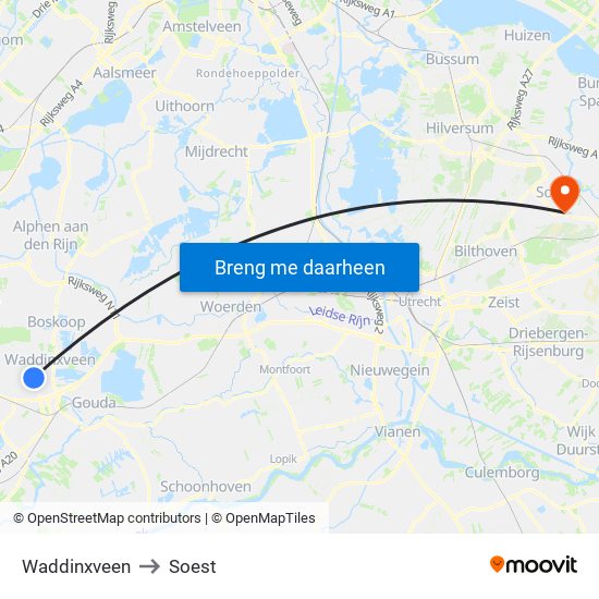 Waddinxveen to Soest map