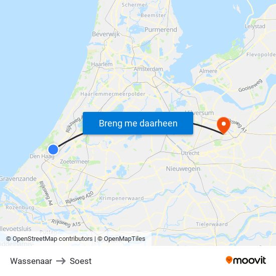 Wassenaar to Soest map