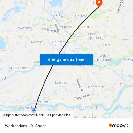 Werkendam to Soest map