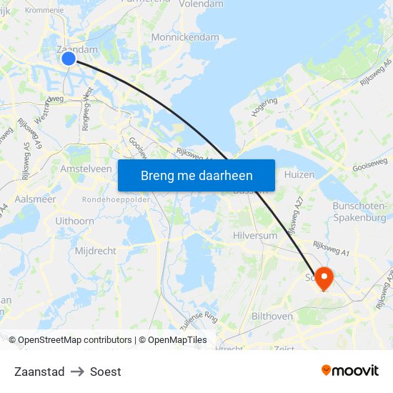 Zaanstad to Soest map