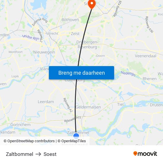 Zaltbommel to Soest map