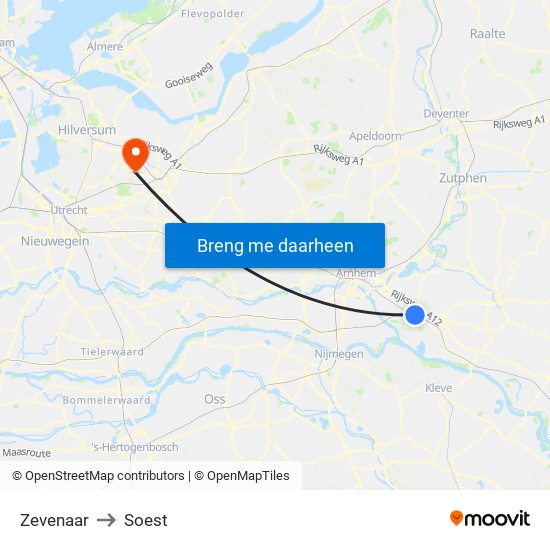 Zevenaar to Soest map