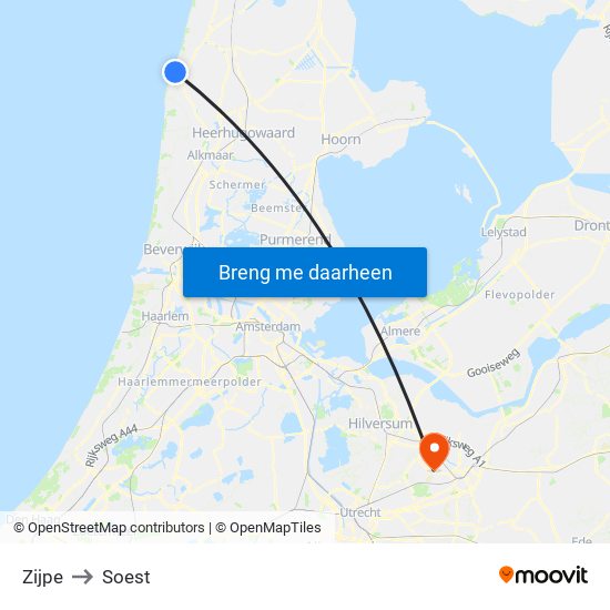 Zijpe to Soest map