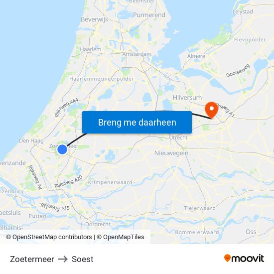 Zoetermeer to Soest map
