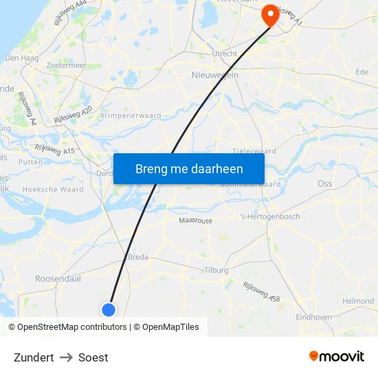 Zundert to Soest map