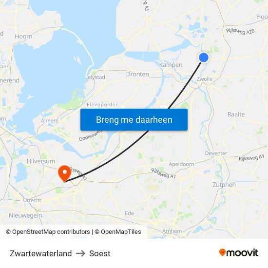 Zwartewaterland to Soest map