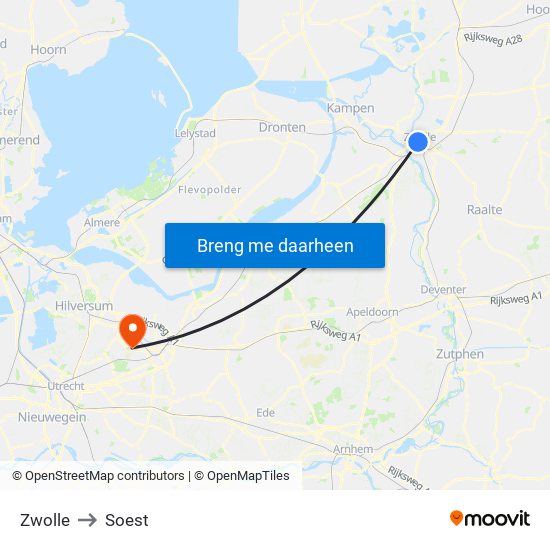 Zwolle to Soest map