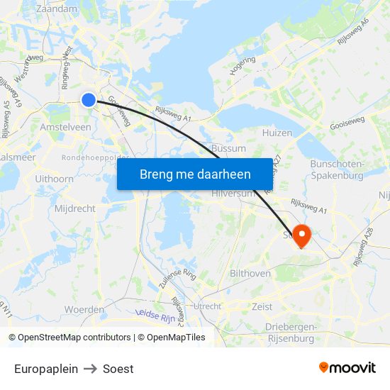 Europaplein to Soest map