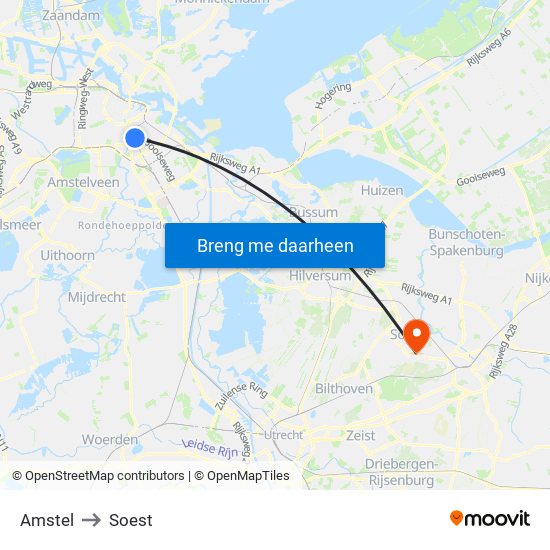 Amstel to Soest map