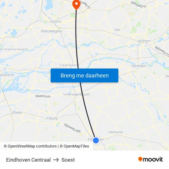 Eindhoven Centraal to Soest map