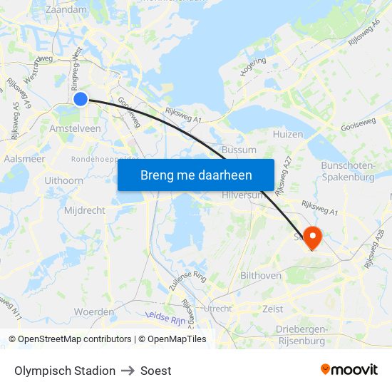 Olympisch Stadion to Soest map