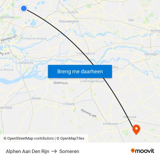 Alphen Aan Den Rijn to Someren map