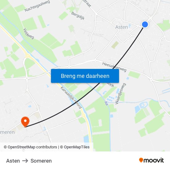 Asten to Someren map