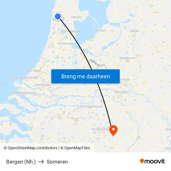 Bergen (Nh.) to Someren map