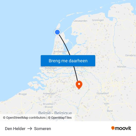 Den Helder to Someren map