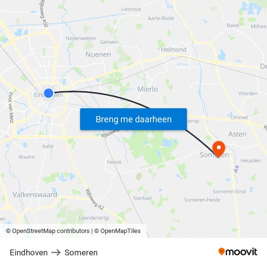 Eindhoven to Someren map