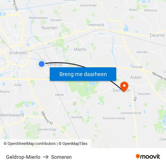 Geldrop-Mierlo to Someren map