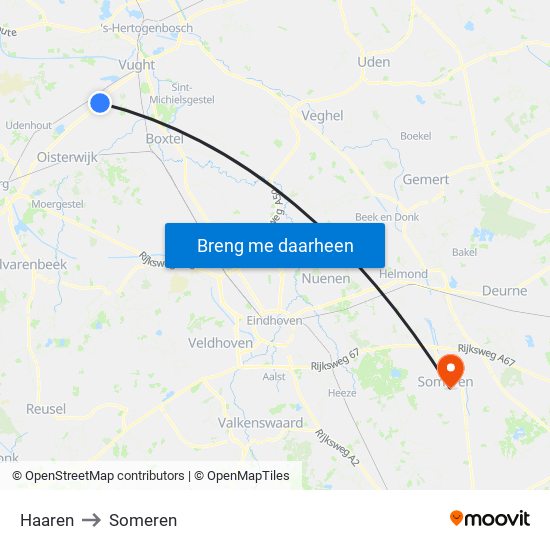 Haaren to Someren map