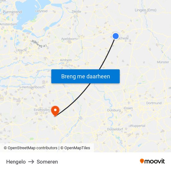 Hengelo to Someren map