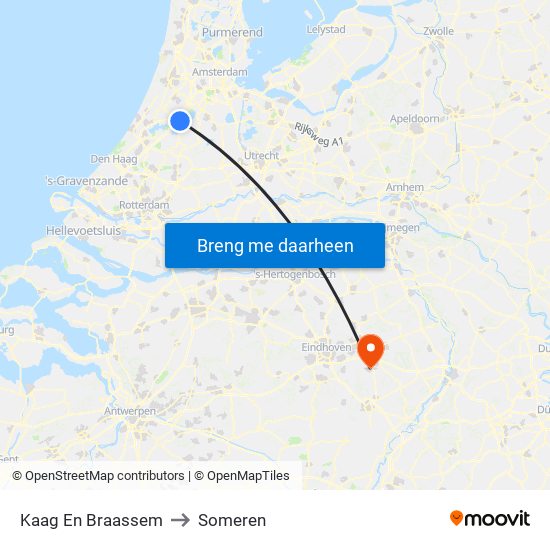 Kaag En Braassem to Someren map
