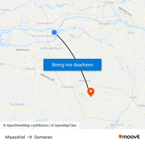 Maasdriel to Someren map