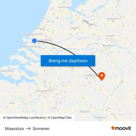 Maassluis to Someren map