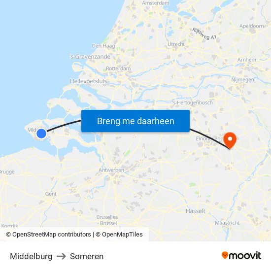 Middelburg to Someren map