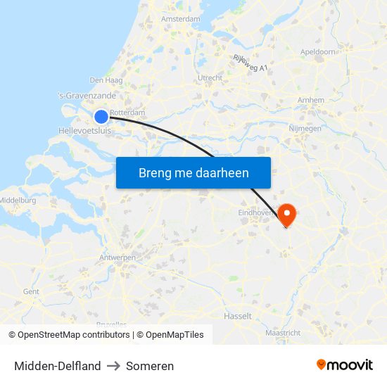 Midden-Delfland to Someren map