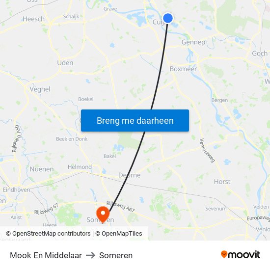 Mook En Middelaar to Someren map