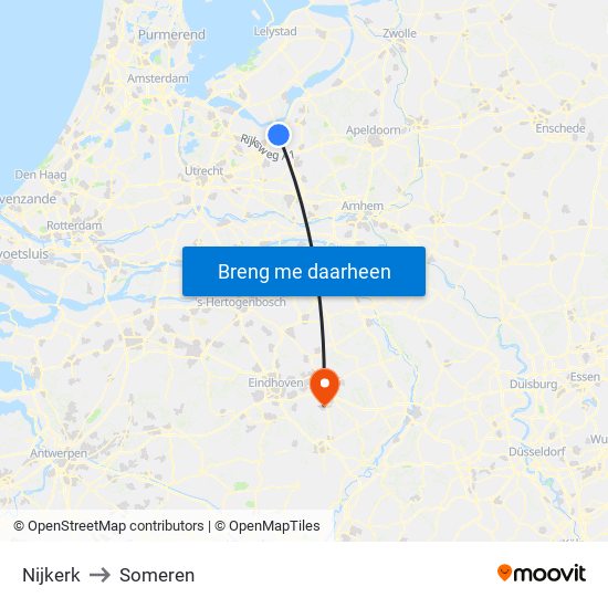 Nijkerk to Someren map