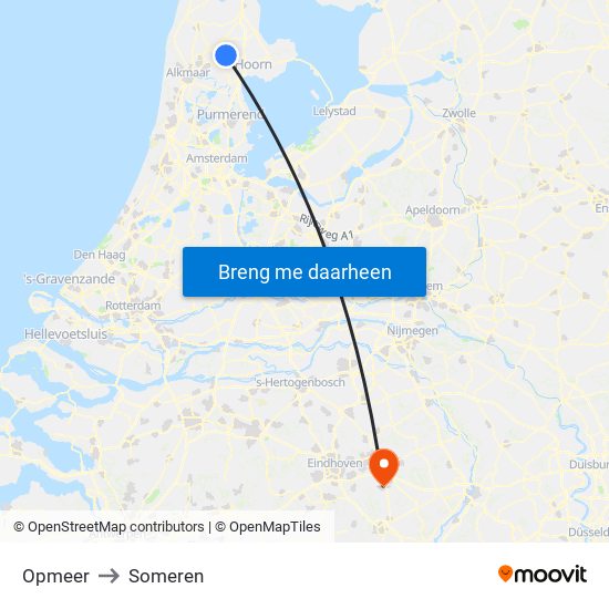 Opmeer to Someren map