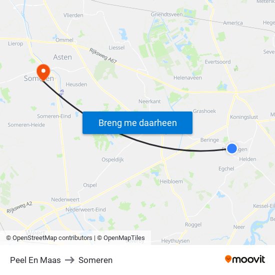 Peel En Maas to Someren map