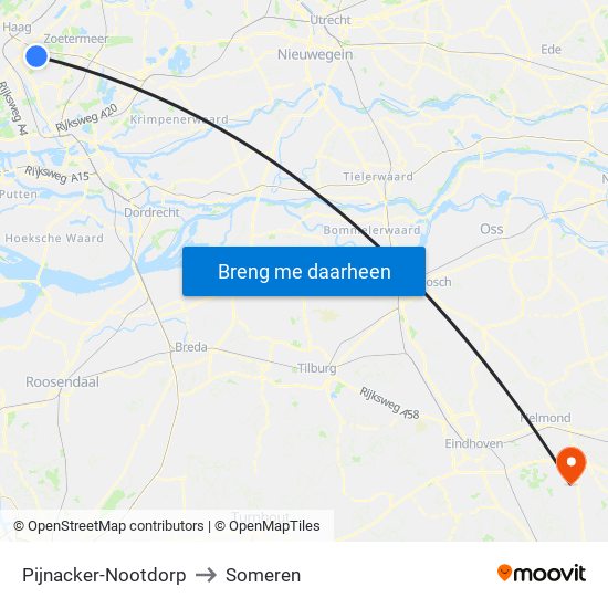Pijnacker-Nootdorp to Someren map