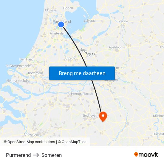 Purmerend to Someren map