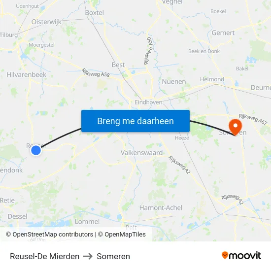 Reusel-De Mierden to Someren map