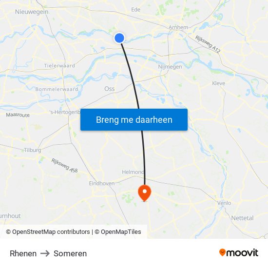 Rhenen to Someren map