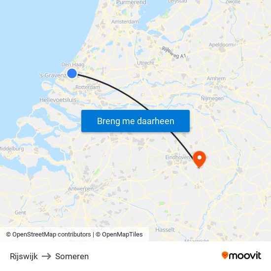 Rijswijk to Someren map